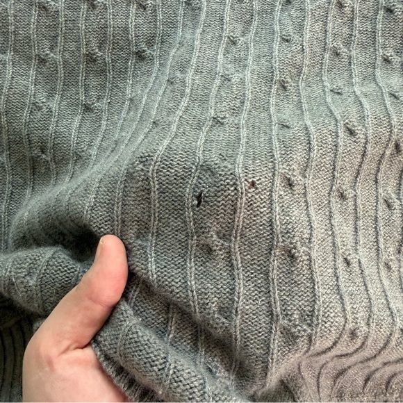 Ralph Lauren 100% Cashmere Grey Cable Knit Open Cardigan Size Medium - Picture 10 of 10